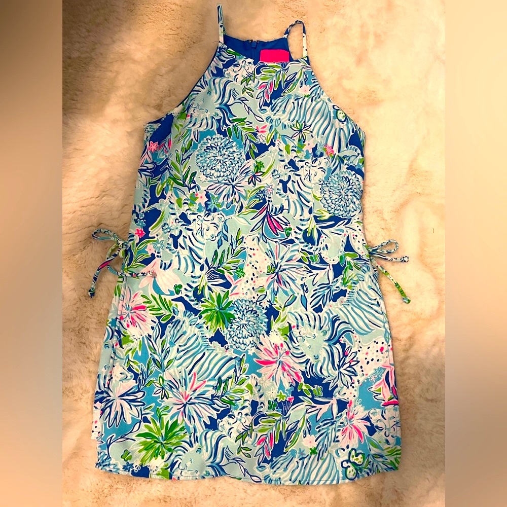 Lilly Pulitzer Pearl Romper in Coastal Blue Lion Around